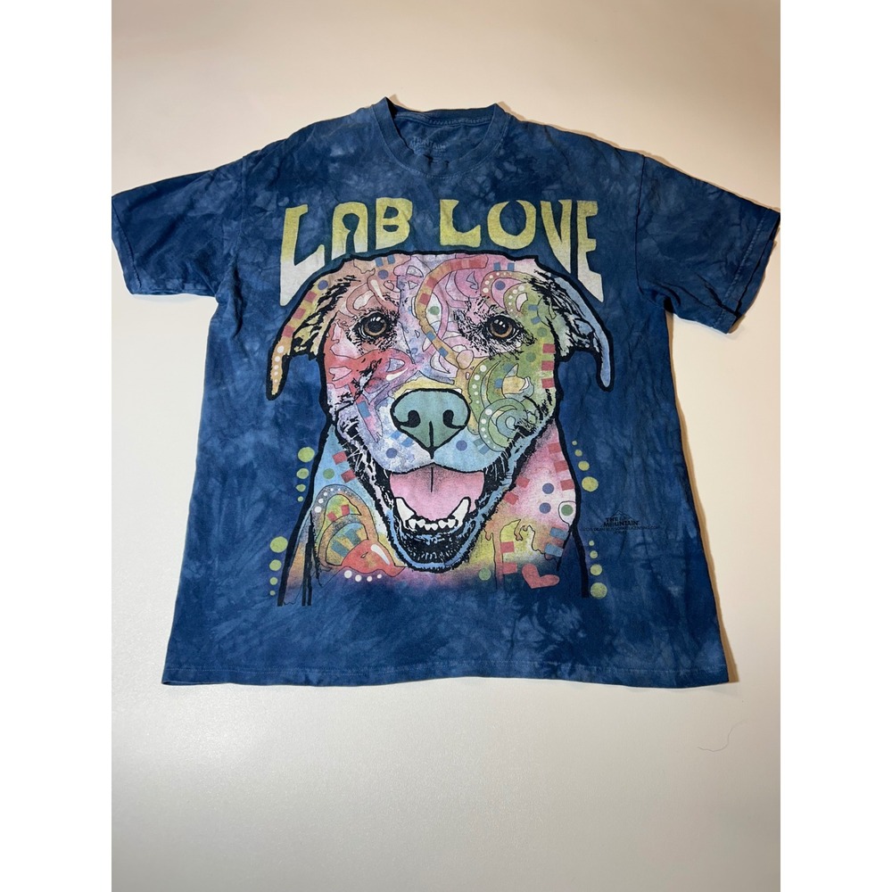 The Mountain T-Shirt Men's L Blue Tie Dye Lab Love Dean Russo Graphic Tee